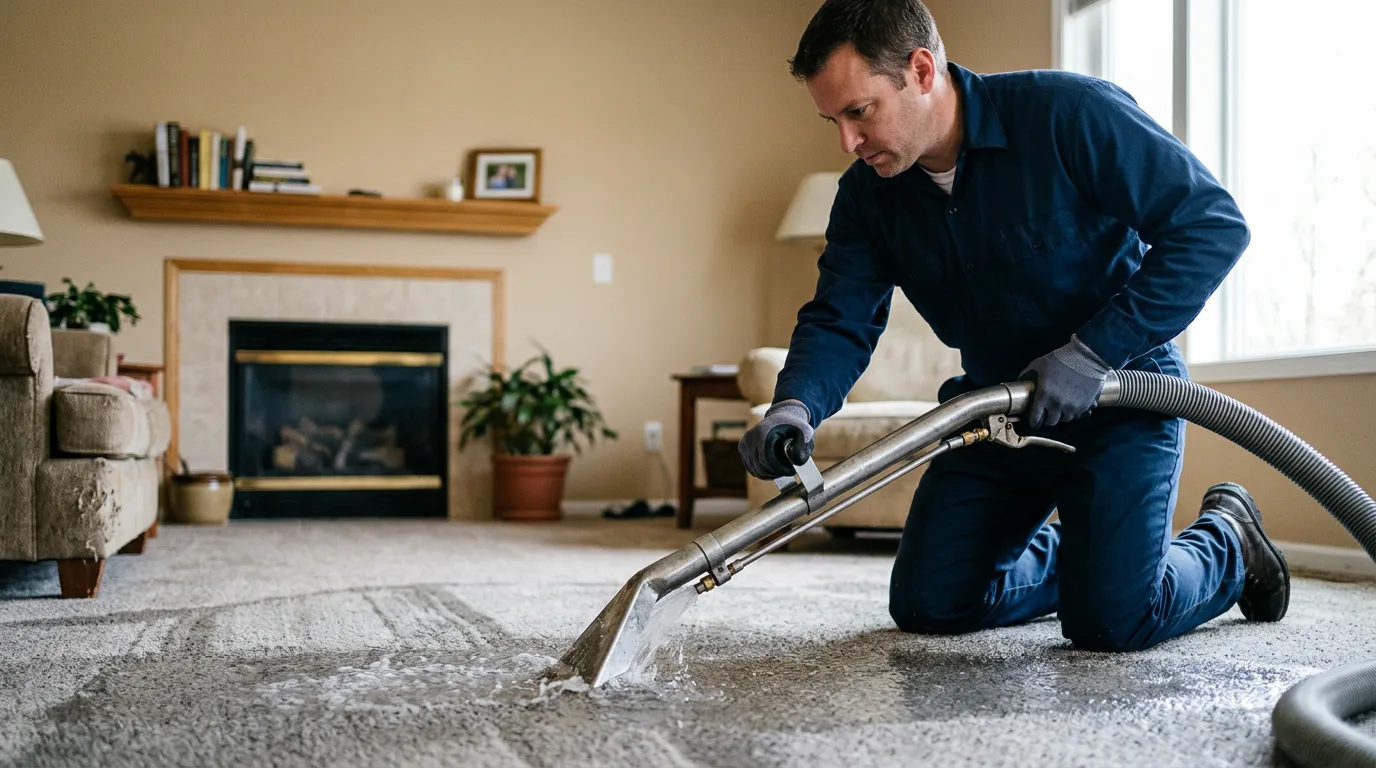 Water damage restoration technician working near England, AR